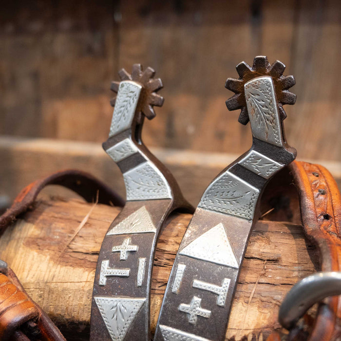 Jerry CATES Spur #1707 Silver Mounted +_T Brand Tack - Spurs Jerry CATES