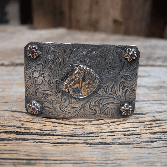 Western Silversmiths 1950's 10k Gold Horse Head Belt Buckle