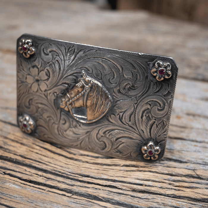 Western Silversmiths 1950's 10k Gold Horse Head Belt Buckle