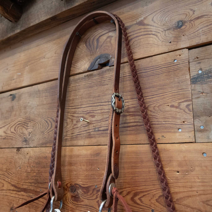 Silver Mounted Cutrell Correction Bridle Rig w/ Split Ear Headstall