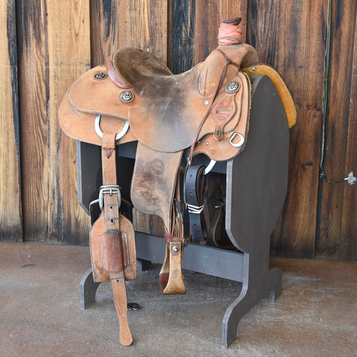 14" USED JEFF SMITH TEAM ROPING SADDLE