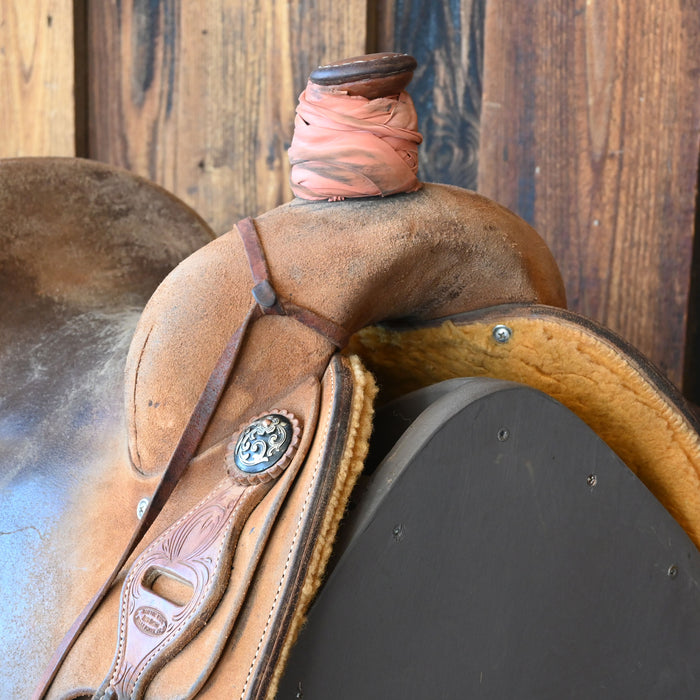 14" USED JEFF SMITH TEAM ROPING SADDLE