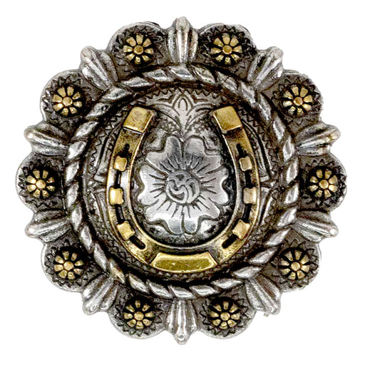 Silver Berry with Gold Horsehoe Concho Tack - Conchos & Hardware MISC   