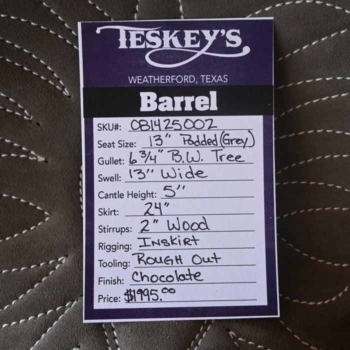 14" TESKEY'S BARREL SADDLE Saddles - New Teskey's Saddlery