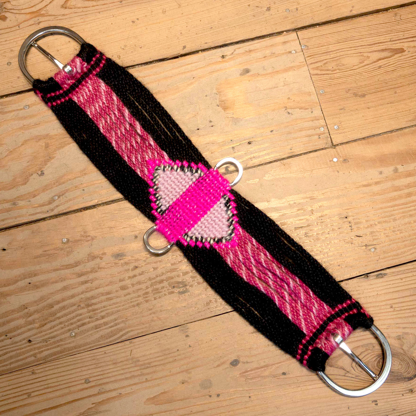 Ross Bullinger 28" Pink/Black Mohair Cinch Tack - Cinches Ross Bullinger