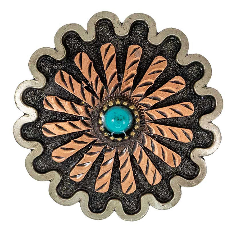 Copper Pinwheel with Turquoise Stone Concho Tack - Conchos & Hardware - Conchos MISC   