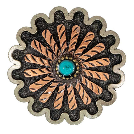 Copper Pinwheel Concho with Turquoise Stone Tack - Conchos & Hardware MISC   