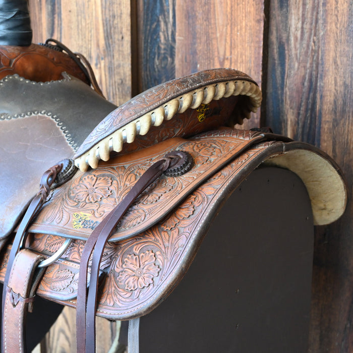 14" USED TEAM ROPING SADDLE
