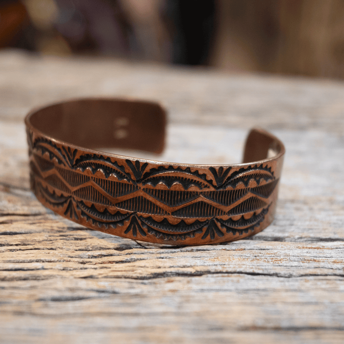 Vintage Handmade Native Design Copper Cuff