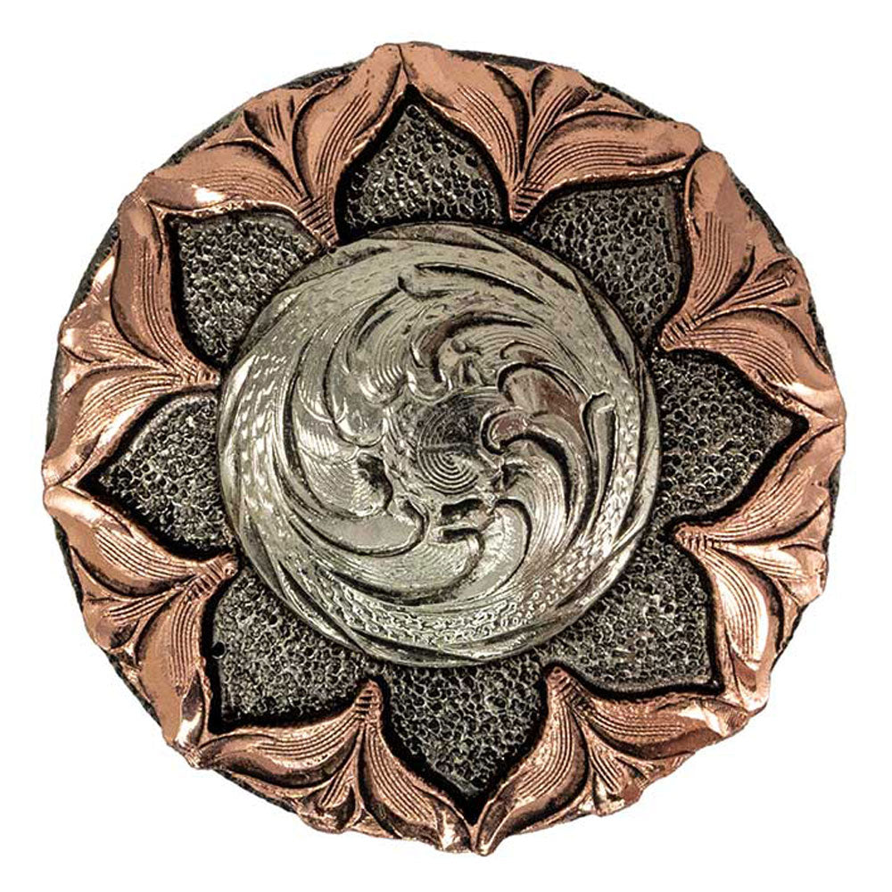 Silver Flower Concho with Copper Edges