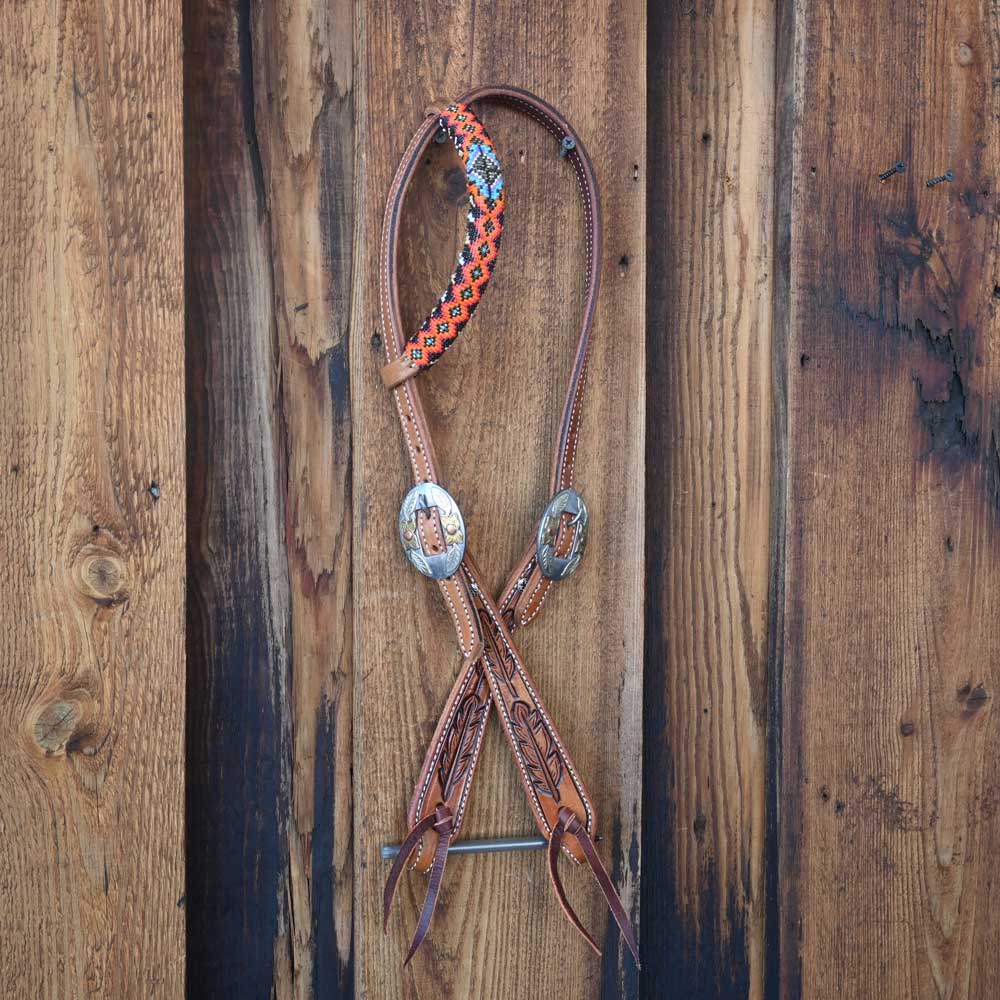 Handmade Beaded Single Ear Headstall with Teskey's Hardware AAHT020 Tack - Headstalls MISC   