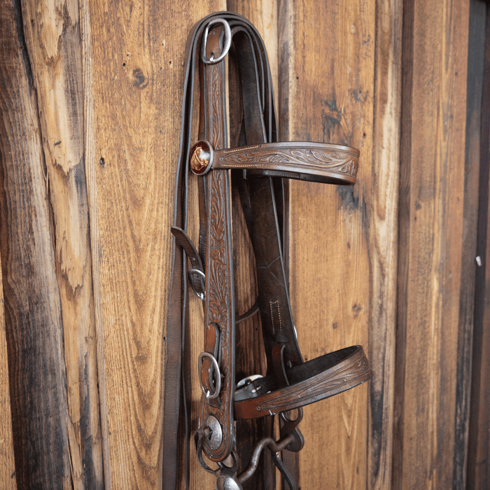 Vintage Hand Tooled Silver Crockett Bridle Rig