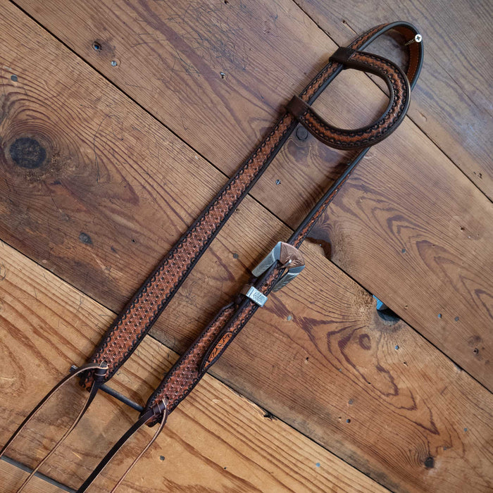 David Haslerig Geo Tooled Single Ear Headstall & Buckle