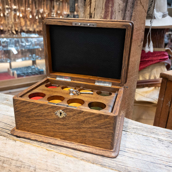 1940’s Tiger Oak Box Poker Set