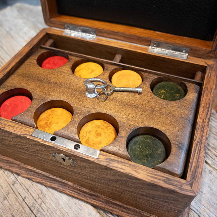 1940’s Tiger Oak Box Poker Set