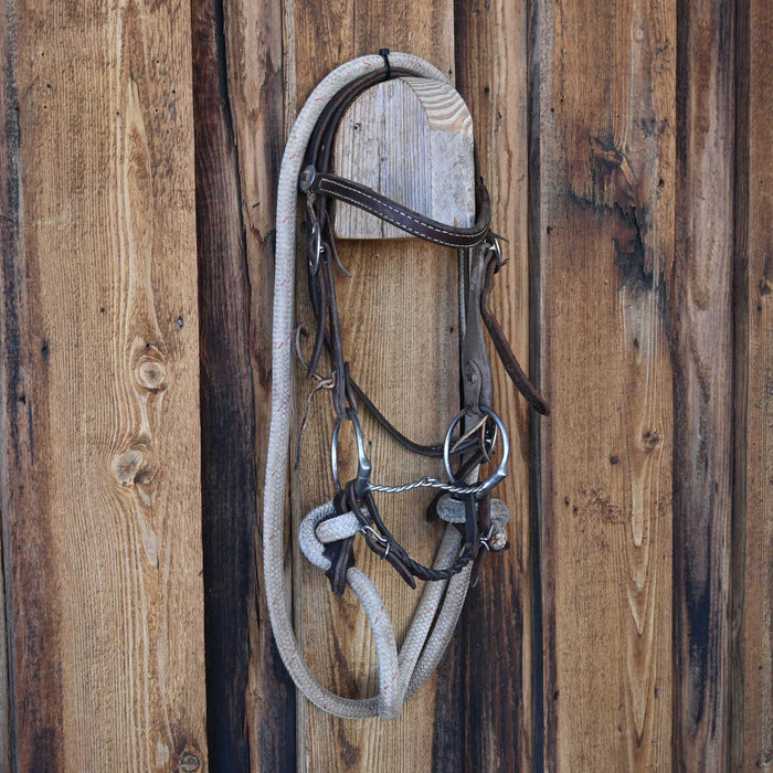 Cow Horse Supply D-Ring Twisted Snaffle Bridle Rig w/Browband Headstall