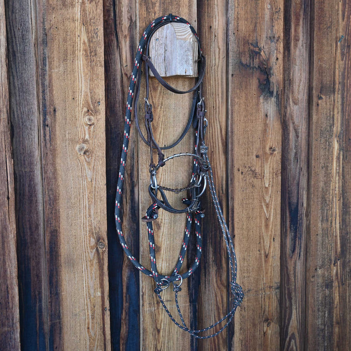Locked O-Ring Twisted Snaffle Combo Bridle Rig w/Browband Headstall