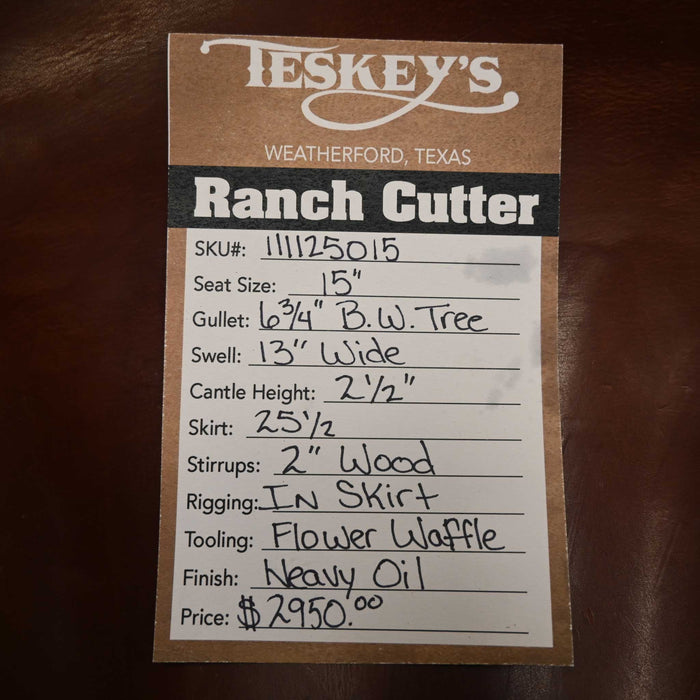 15" TESKEY'S PRO CUTTER RANCH CUTTER SADDLE