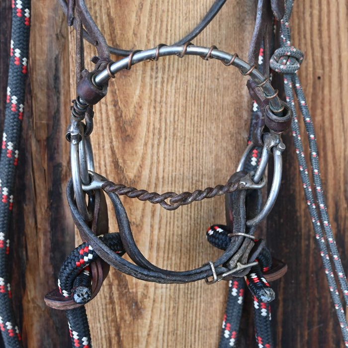 Locked O-Ring Twisted Snaffle Combo Bridle Rig w/Browband Headstall