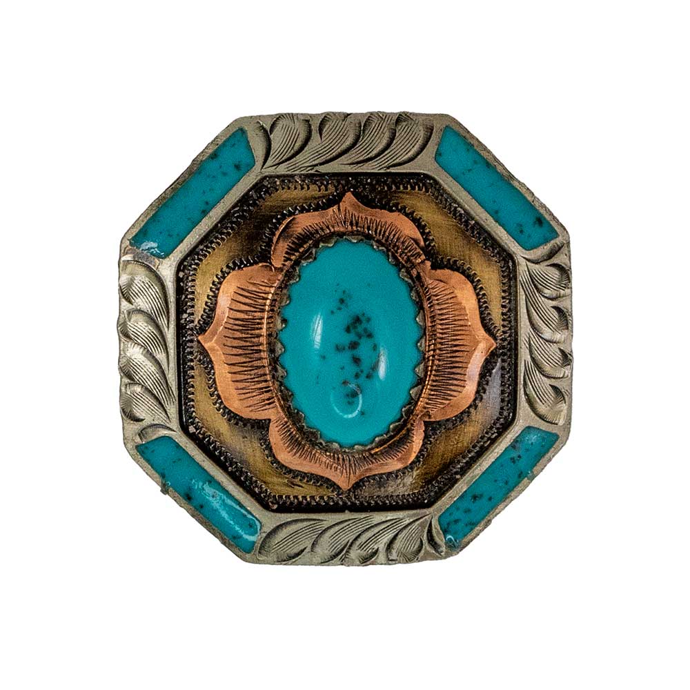 Turquoise Stone Flower Concho Tack - Conchos & Hardware - Conchos MISC   