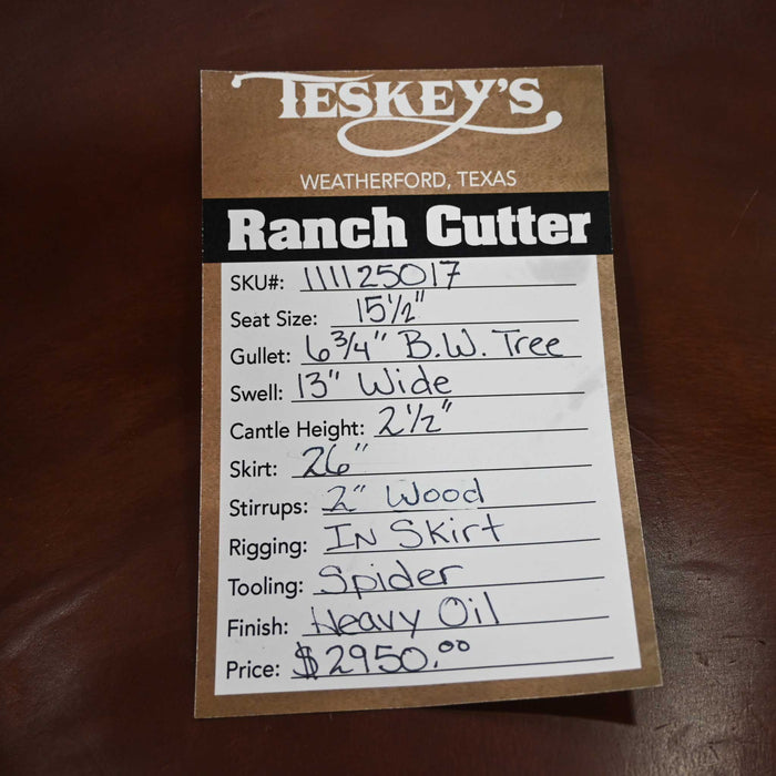 15.5" TESKEY'S PRO CUTTER RANCH CUTTER SADDLE
