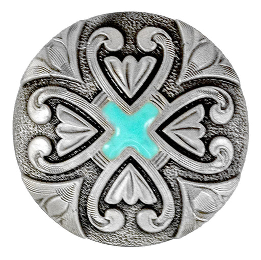 Silver Filigree Concho with Turquoise Accent Tack - Conchos & Hardware MISC   