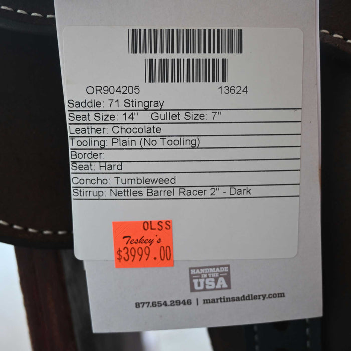 14" MARTIN STINGRAY BARREL SADDLE Saddles - New Martin Saddlery