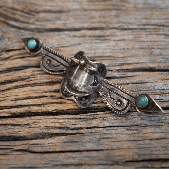 Vintage Sterling Silver Pin Lapel  Saddle