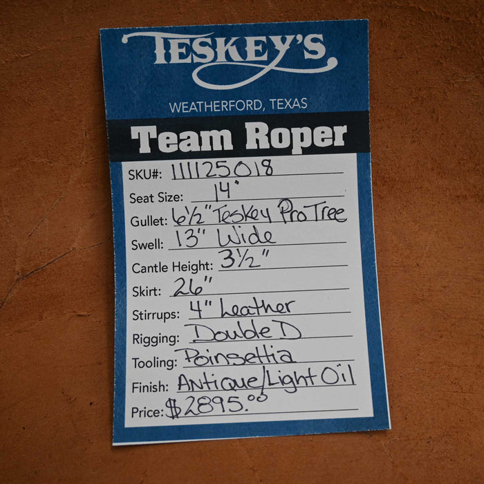 14" PATRICK SMITH TEAM ROPING SADDLE