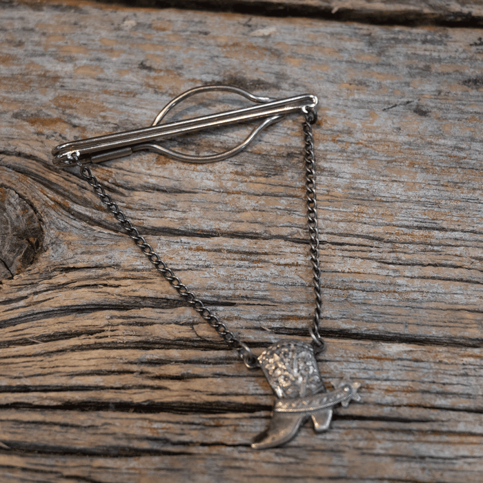 Vintage Sterling Silver Boot w/ Spur Tie Clip