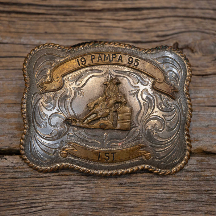 1995 Pampa 1st Place Barrel Race Trophy Buckle