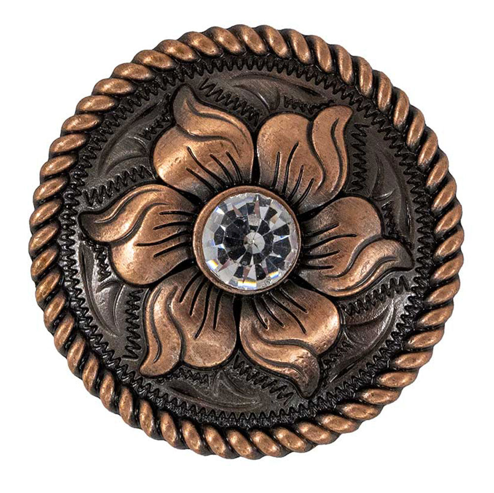 Copper Flower Concho with Rhinestone Tack - Conchos & Hardware - Conchos MISC   
