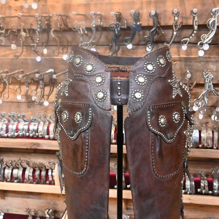 Myrick Vintage Leather Cowboy Chaps Tack - Chaps & Chinks Red Myrick