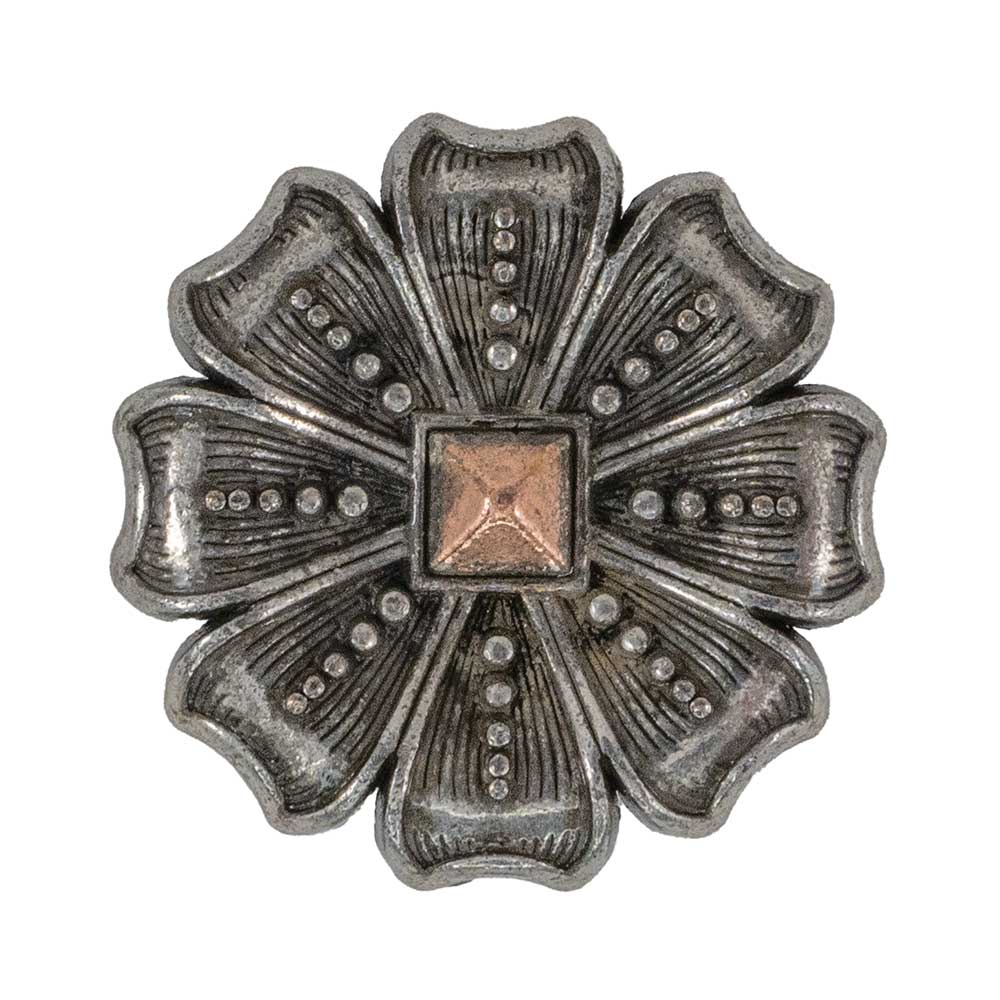 Silver Flower Concho with Copper Center Tack - Conchos & Hardware - Conchos MISC   