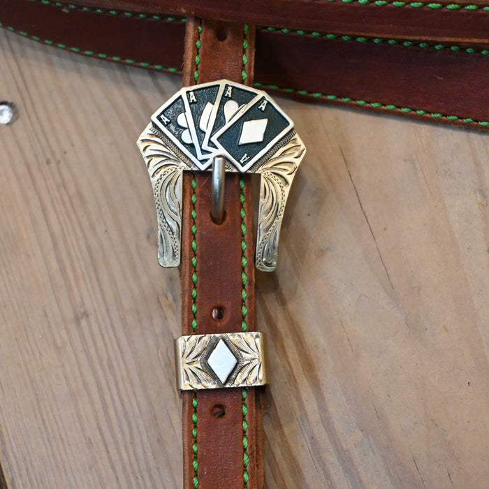 Jack Parsons 3/4" Green "Punchy" Headstall Tack - Headstalls Jack Parsons