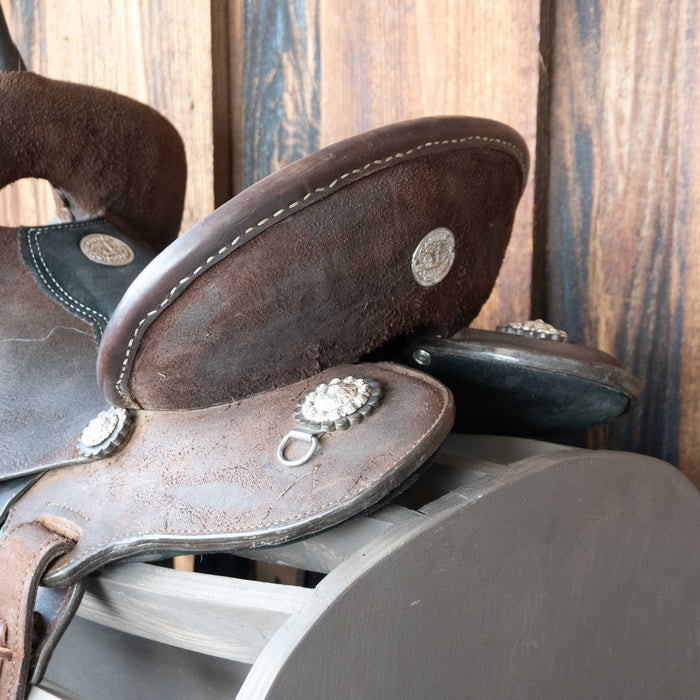 13" USED DOUBLE J FEATHER LITE BARREL SADDLE