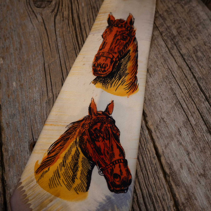 1940's Hand Painted Horse Head Silk Tie