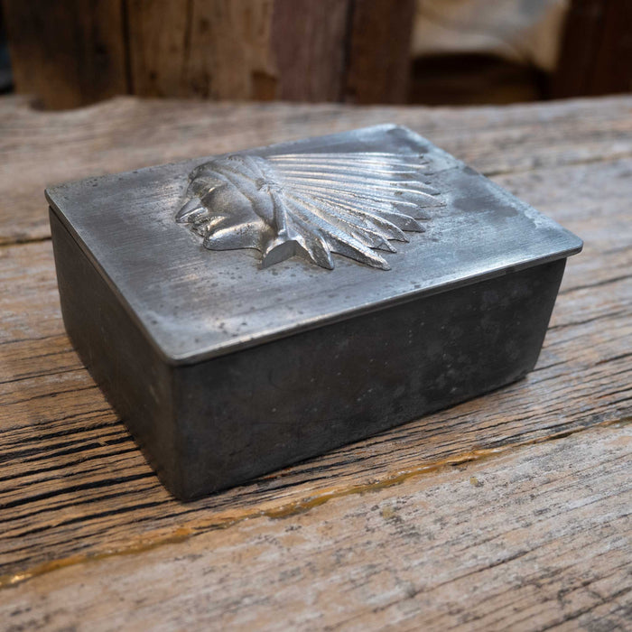 Pewter Indian Keep Safe Box Collectibles MISC