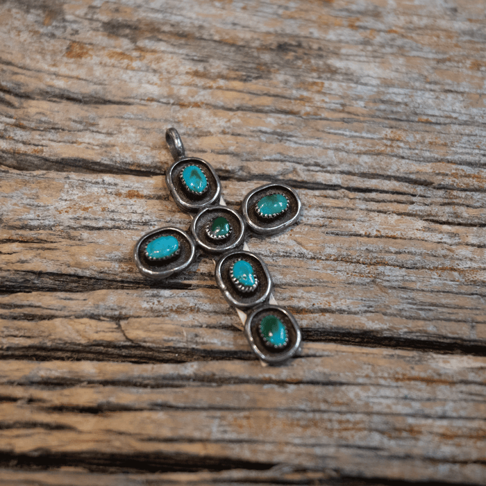 Antique Turquoise Cross Pendant