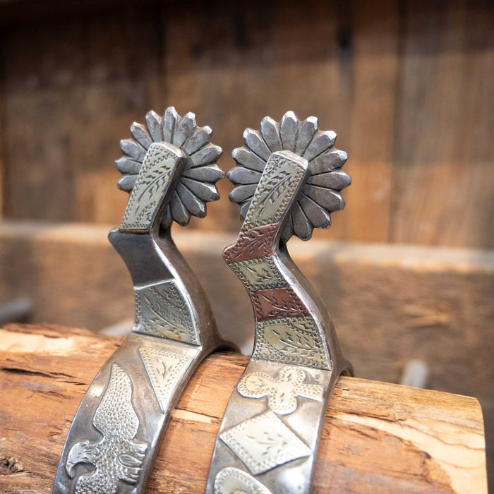 Jerry Cates #1178 Silver Mounted Eagles/Card Suit Spurs 1524 Tack - Spurs Jerry CATES