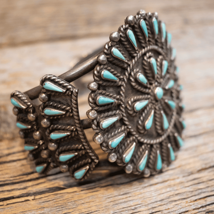 1940's Old Pawn Sterling Silver w/ Turquoise Navajo Cuff
