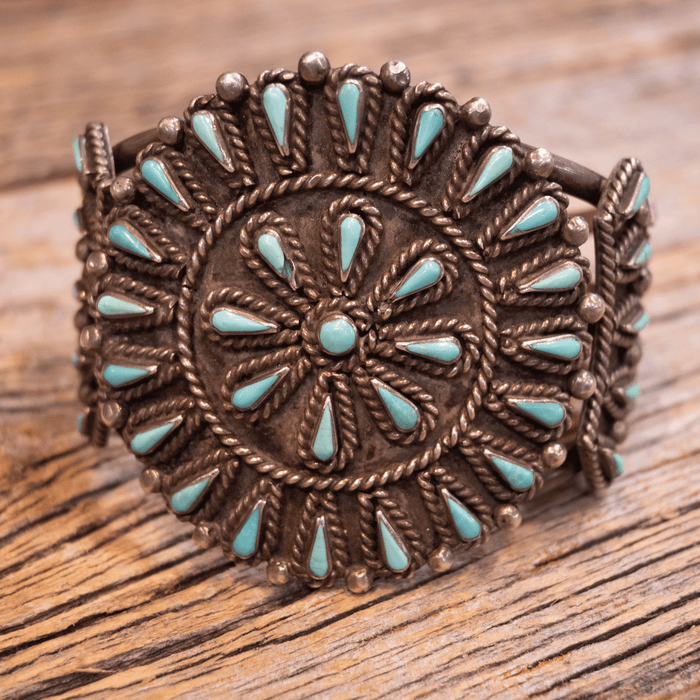 1940's Old Pawn Sterling Silver w/ Turquoise Navajo Cuff