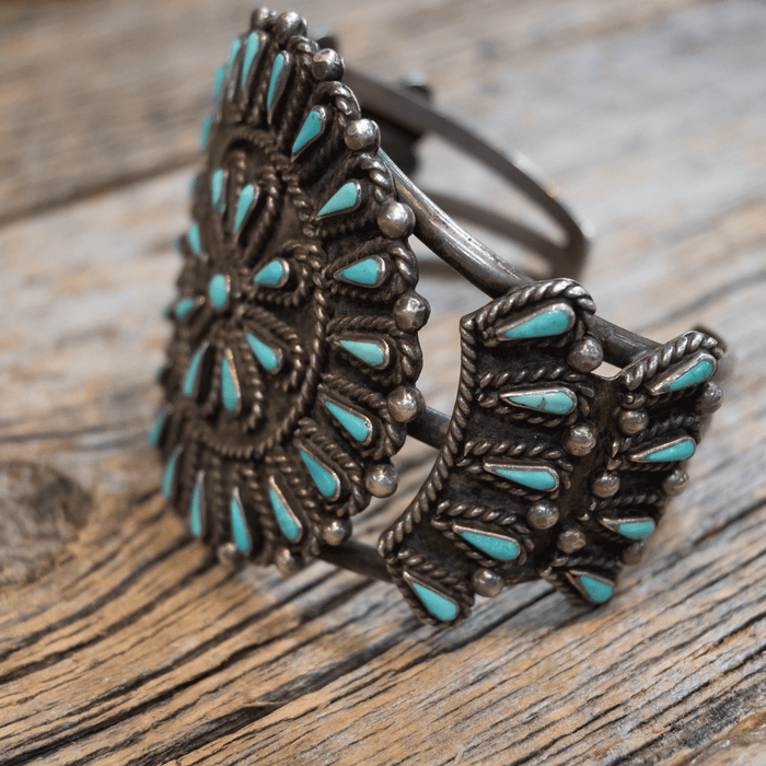 1940's Old Pawn Sterling Silver w/ Turquoise Navajo Cuff