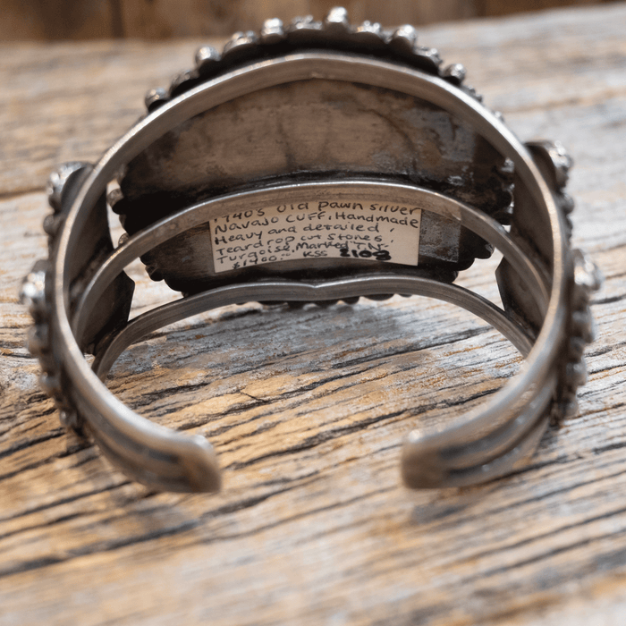 1940's Old Pawn Sterling Silver w/ Turquoise Navajo Cuff