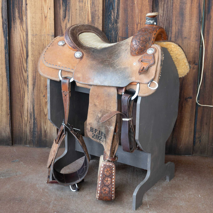 16" USED TRENT WARD CALF ROPING SADDLE