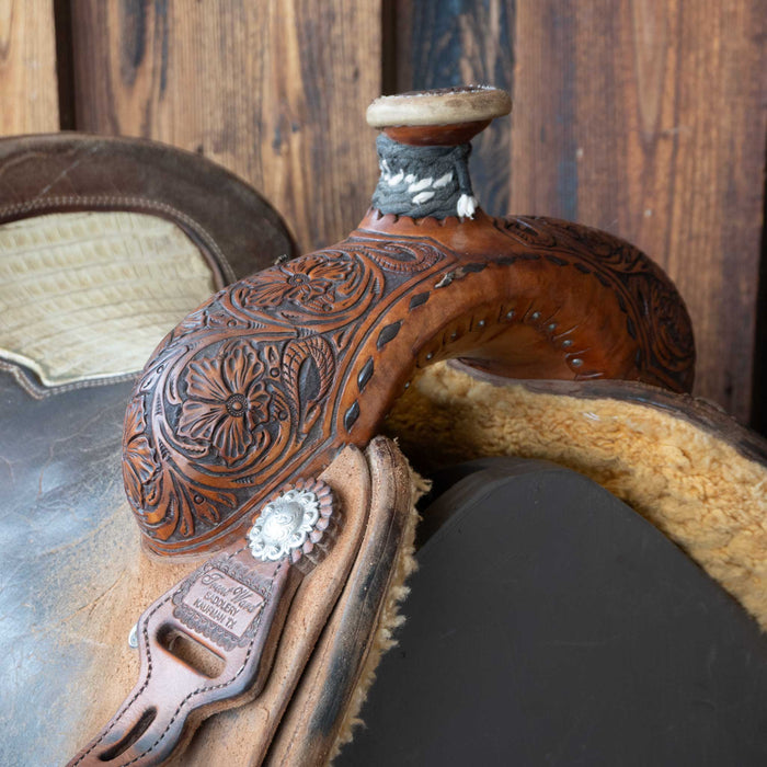 16" USED TRENT WARD CALF ROPING SADDLE
