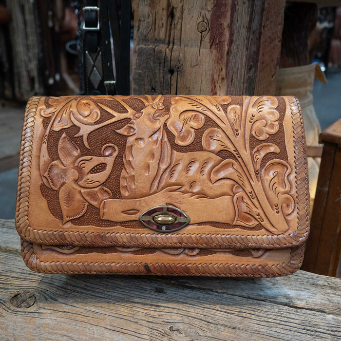 Vintage Leather Western Satchel Purse Collectibles MISC