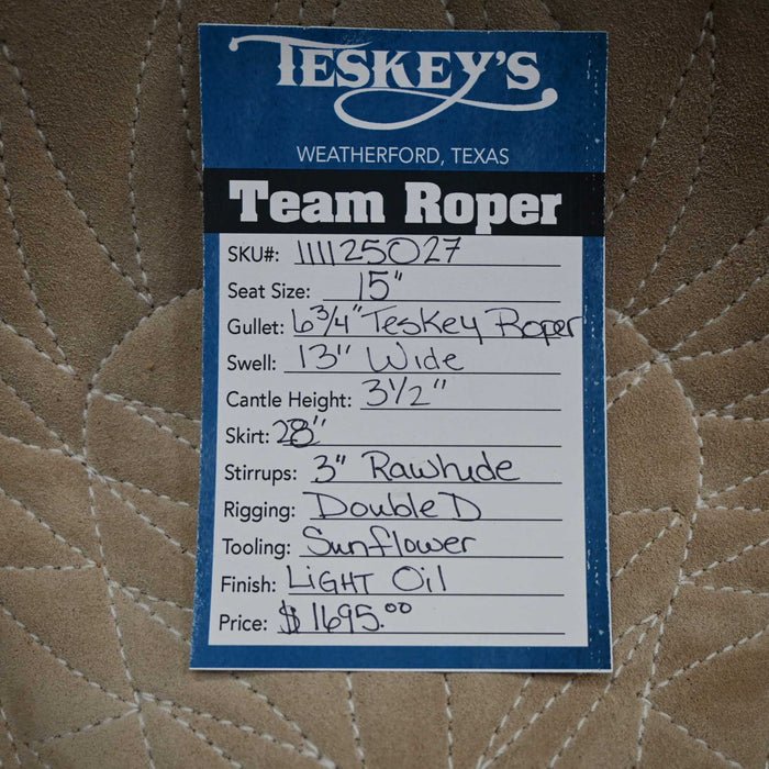 15" TESKEY'S TEAM ROPING SADDLE