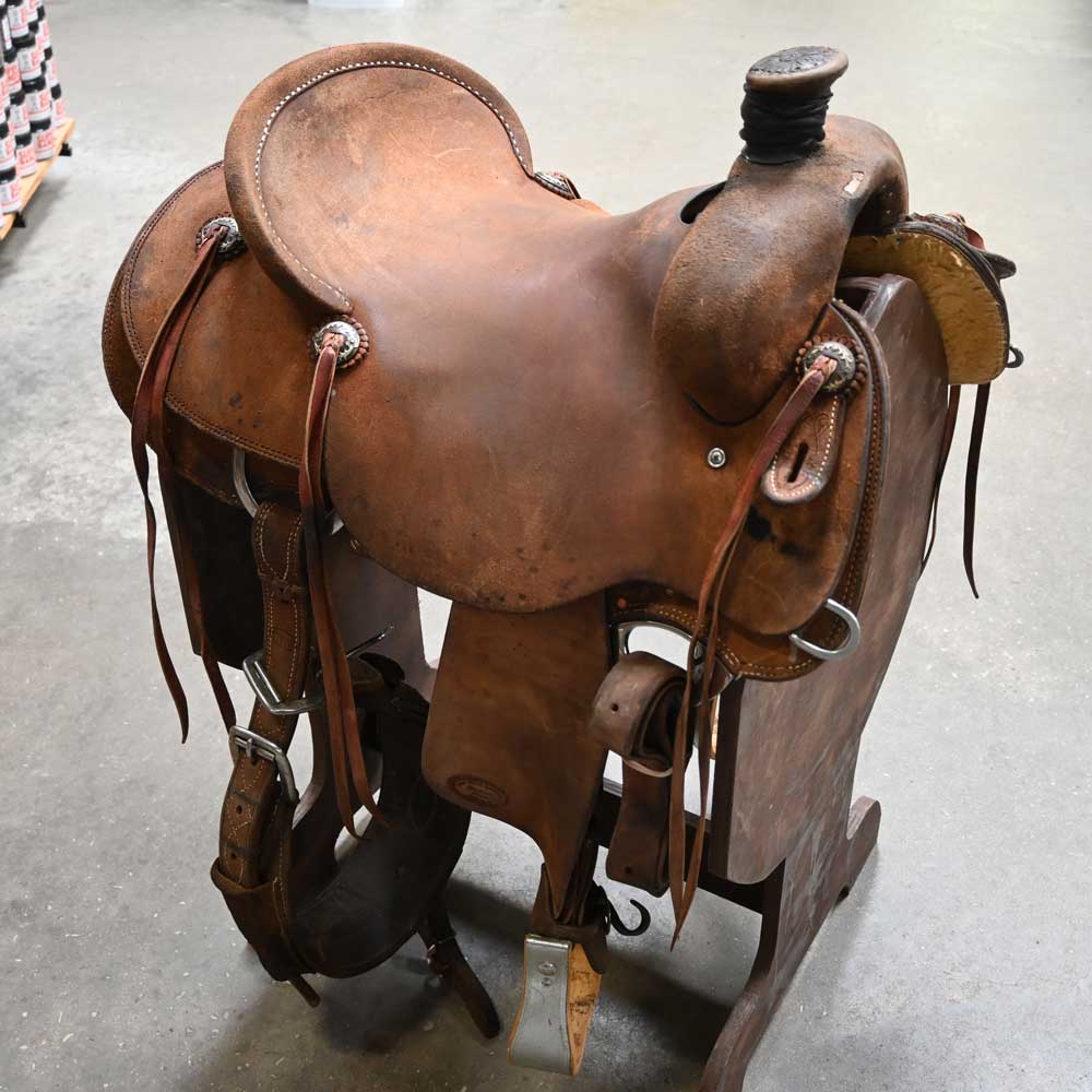 16" USED TRENT WARD ROPING SADDLE Saddles Trent Ward   