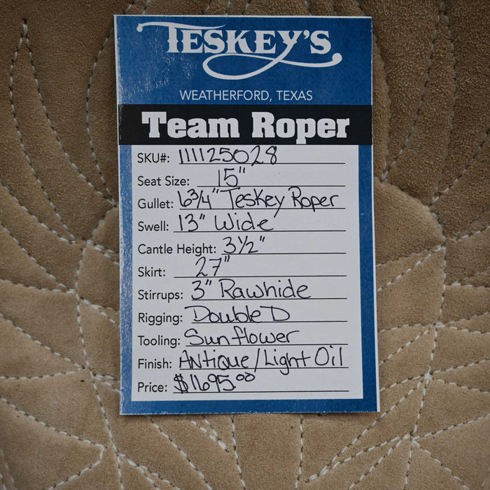 15" TESKEY'S TEAM ROPING SADDLE